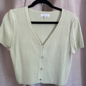 Green cropped button up